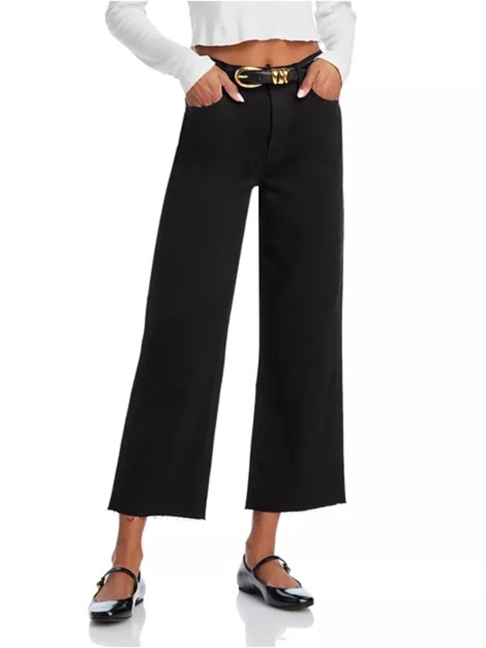 7 For All Mankind Cropped Alexa Wide Leg Jeans High Rise Ankle Raw Hem